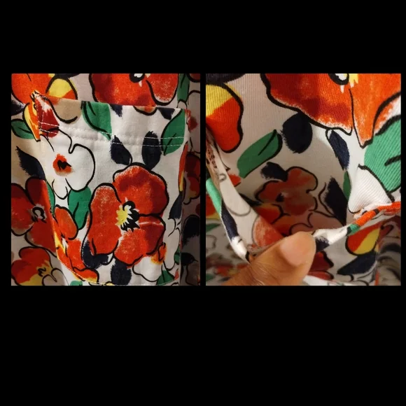 Lauren Brooke Crew Neck floral Hawaiian shoulderpads button shoulders blouse - Picture 5 of 16